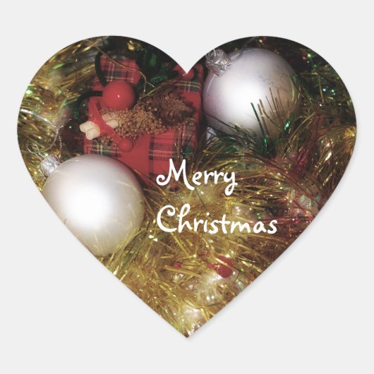 Merry kerstaker hart sticker (Voorkant)