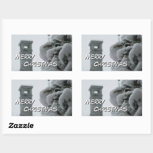 Merry kerstaker rechthoekige sticker (Vel)