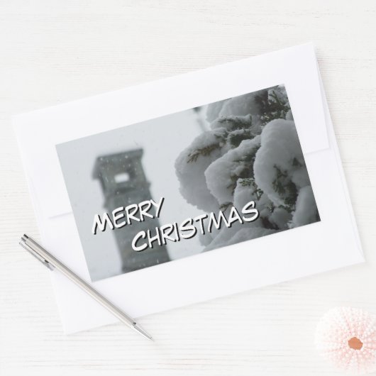 Merry kerstaker rechthoekige sticker (Envelop)