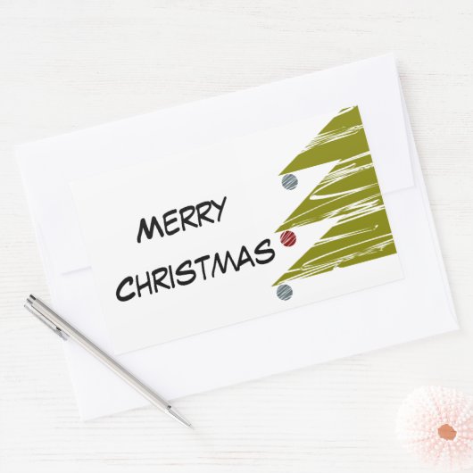 Merry kerstaker rechthoekige sticker (Envelop)