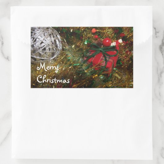 Merry kerstaker rechthoekige sticker (Tas)