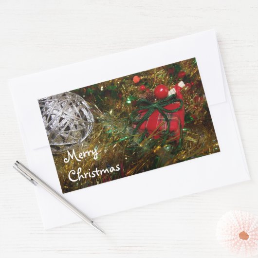 Merry kerstaker rechthoekige sticker (Envelop)