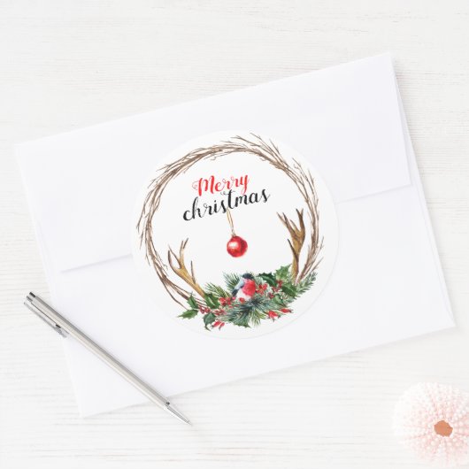 Merry kerstaker ronde sticker (Envelop)