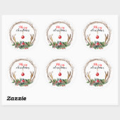 Merry kerstaker ronde sticker (Vel)