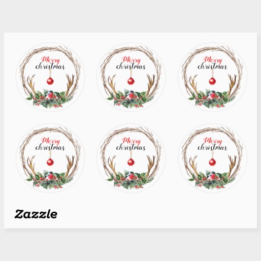 Merry kerstaker ronde sticker (Vel)