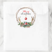 Merry kerstaker ronde sticker (Tas)