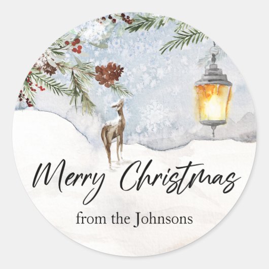 Merry kerstaker ronde sticker (Voorkant)