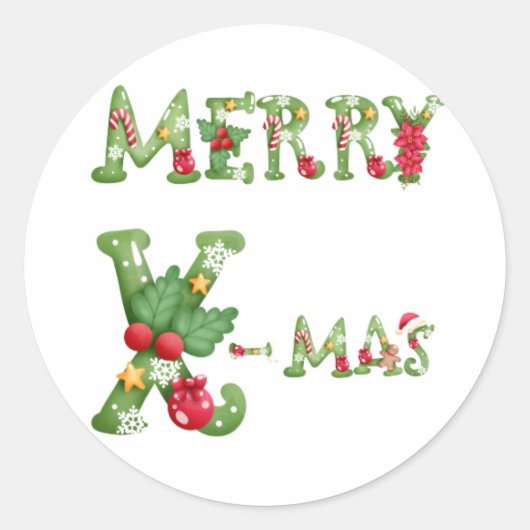 Merry kerstaker ronde sticker (Voorkant)