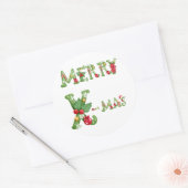 Merry kerstaker ronde sticker (Envelop)