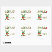 Merry kerstaker ronde sticker (Vel)
