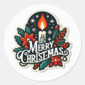 Merry kerstaker ronde sticker (Voorkant)