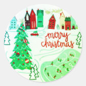 Merry kerstaker ronde sticker (Voorkant)