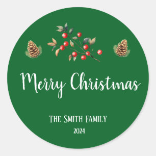 Merry kerstaker ronde sticker