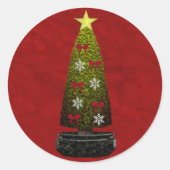 Merry kerstaker ronde sticker (Voorkant)