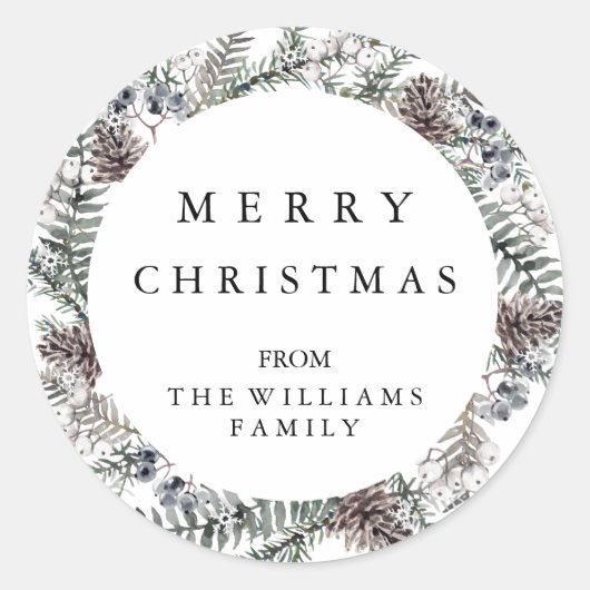 Merry kerstaker ronde sticker (Voorkant)