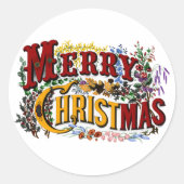 Merry kerstaker ronde sticker (Voorkant)
