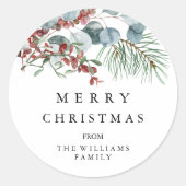 Merry kerstaker ronde sticker (Voorkant)