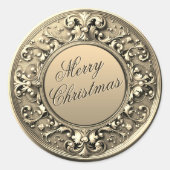 Merry kerstaker ronde sticker (Voorkant)