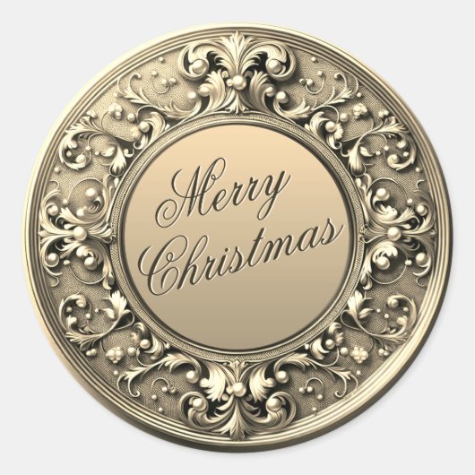 Merry kerstaker ronde sticker (Voorkant)