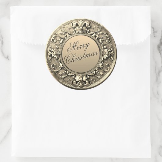 Merry kerstaker ronde sticker (Tas)