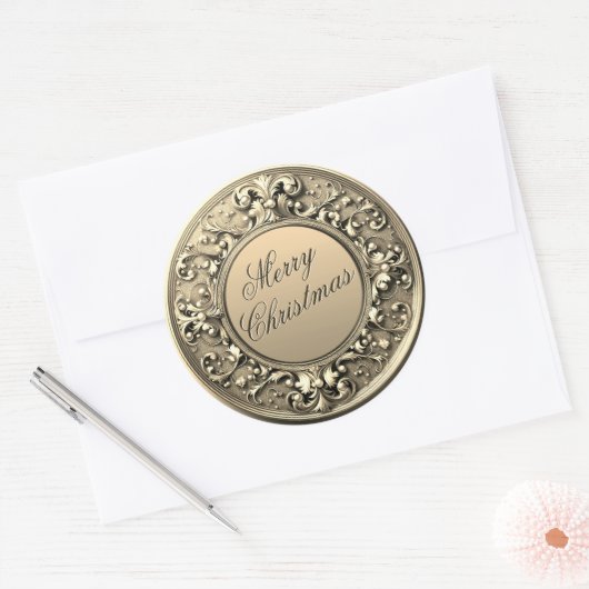 Merry kerstaker ronde sticker (Envelop)