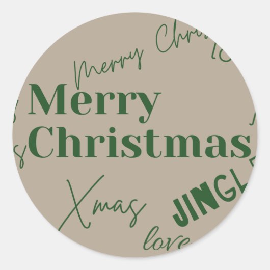 Merry kerstaker ronde sticker (Voorkant)