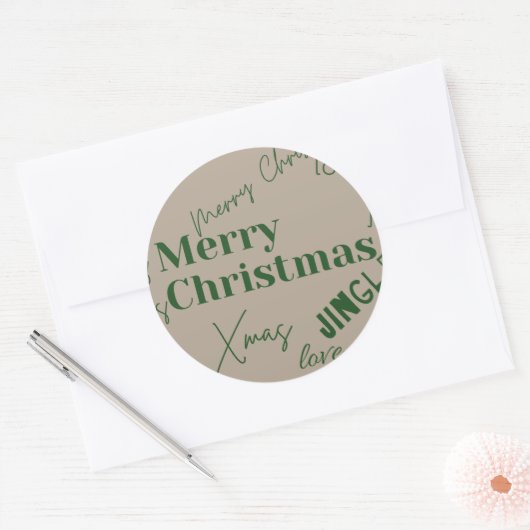 Merry kerstaker ronde sticker (Envelop)