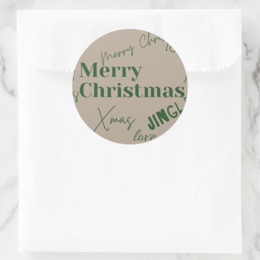 Merry kerstaker ronde sticker (Tas)