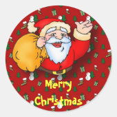 Merry kerstaker ronde sticker (Voorkant)