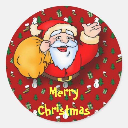 Merry kerstaker ronde sticker (Voorkant)