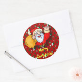 Merry kerstaker ronde sticker (Envelop)