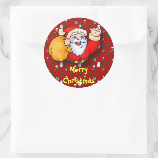 Merry kerstaker ronde sticker (Tas)