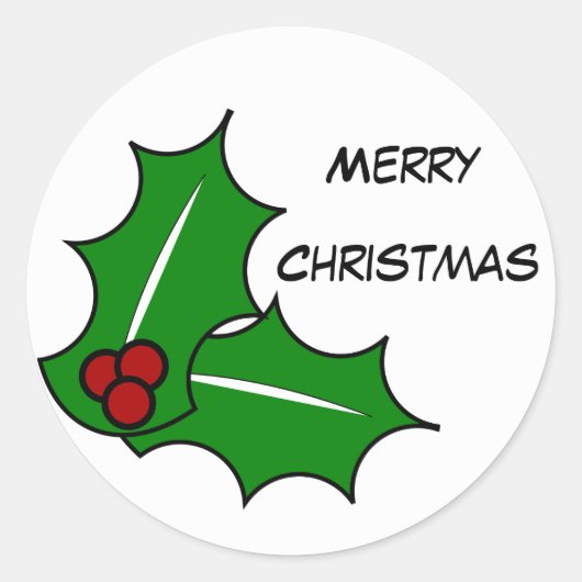 Merry kerstaker ronde sticker (Voorkant)