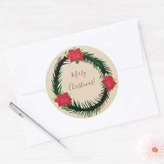 Merry kerstaker ronde sticker (Envelop)