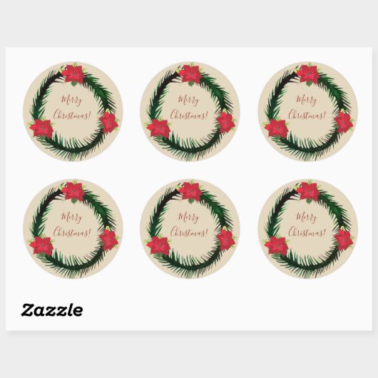 Merry kerstaker ronde sticker (Vel)