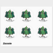 Merry kerstaker ronde sticker (Vel)