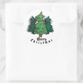 Merry kerstaker ronde sticker (Tas)