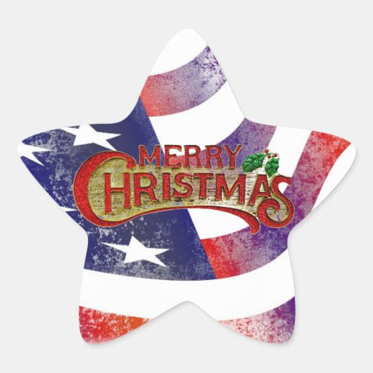 Merry kerstaker ster sticker (Voorkant)