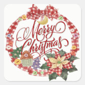 Merry kerstaker vierkante sticker (Voorkant)