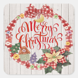 Merry kerstaker vierkante sticker
