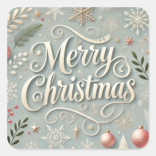Merry kerstaker vierkante sticker (Voorkant)