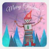 Merry kerstaker vierkante sticker (Voorkant)