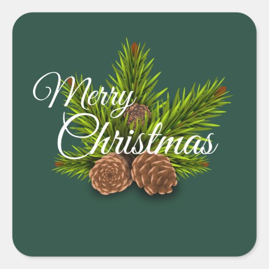 Merry kerstaker vierkante sticker (Voorkant)