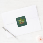 Merry kerstaker vierkante sticker (Envelop)
