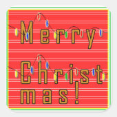 Merry kerstaker vierkante sticker (Voorkant)
