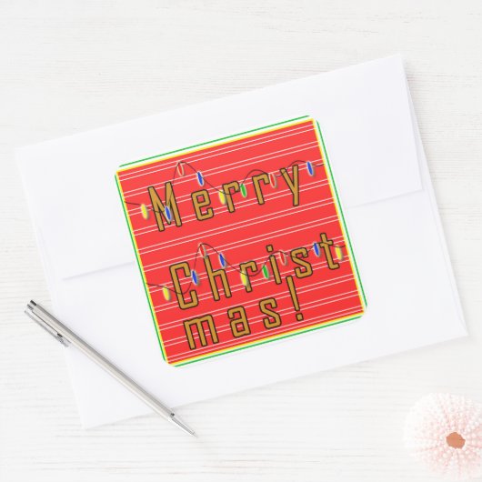 Merry kerstaker vierkante sticker (Envelop)