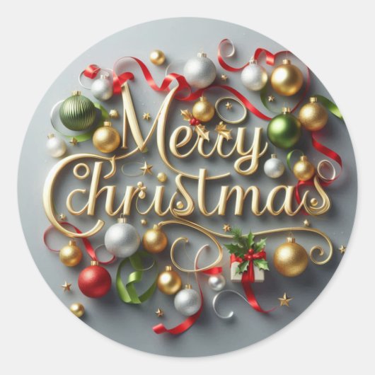 Merry kerstakers ronde sticker (Voorkant)