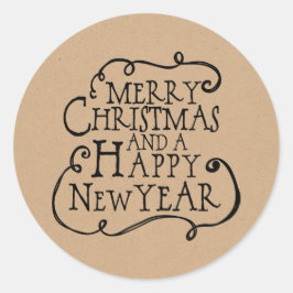 Merry kerstakers ronde sticker