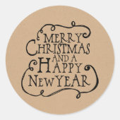 Merry kerstakers ronde sticker (Voorkant)