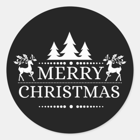 Merry kerstakers ronde sticker (Voorkant)